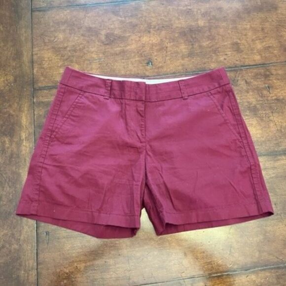 J. Crew Chino 100% Cotton "Broke In" Style Shorts Deep Berry Size 4 - Picture 1 of 5